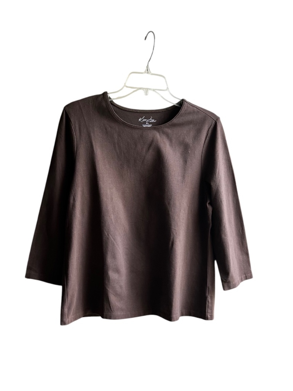 Kim by Kim Rogers 3/4 Sleeve Crew Neck Cotton Tee Shirt PL